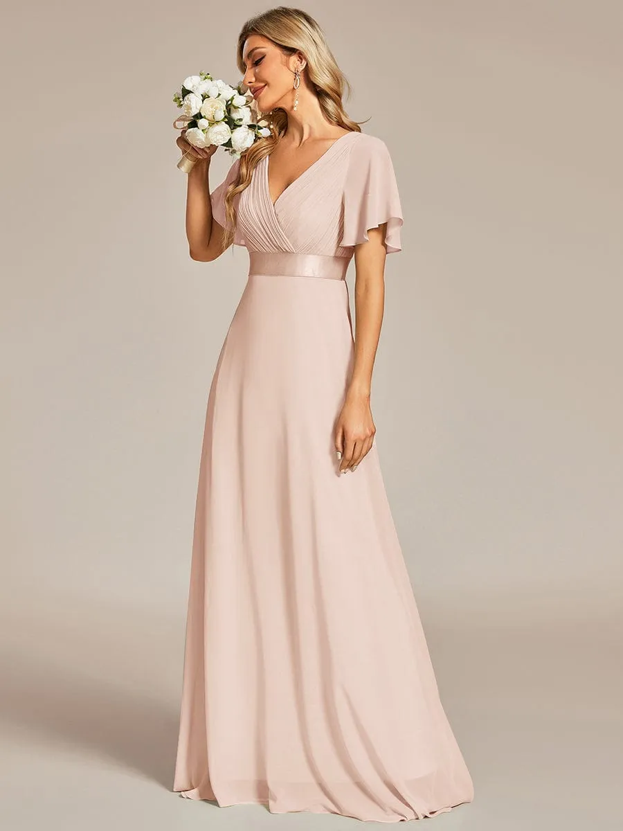 Monica | High Waist Short Sleeves Bridesmaid Dress