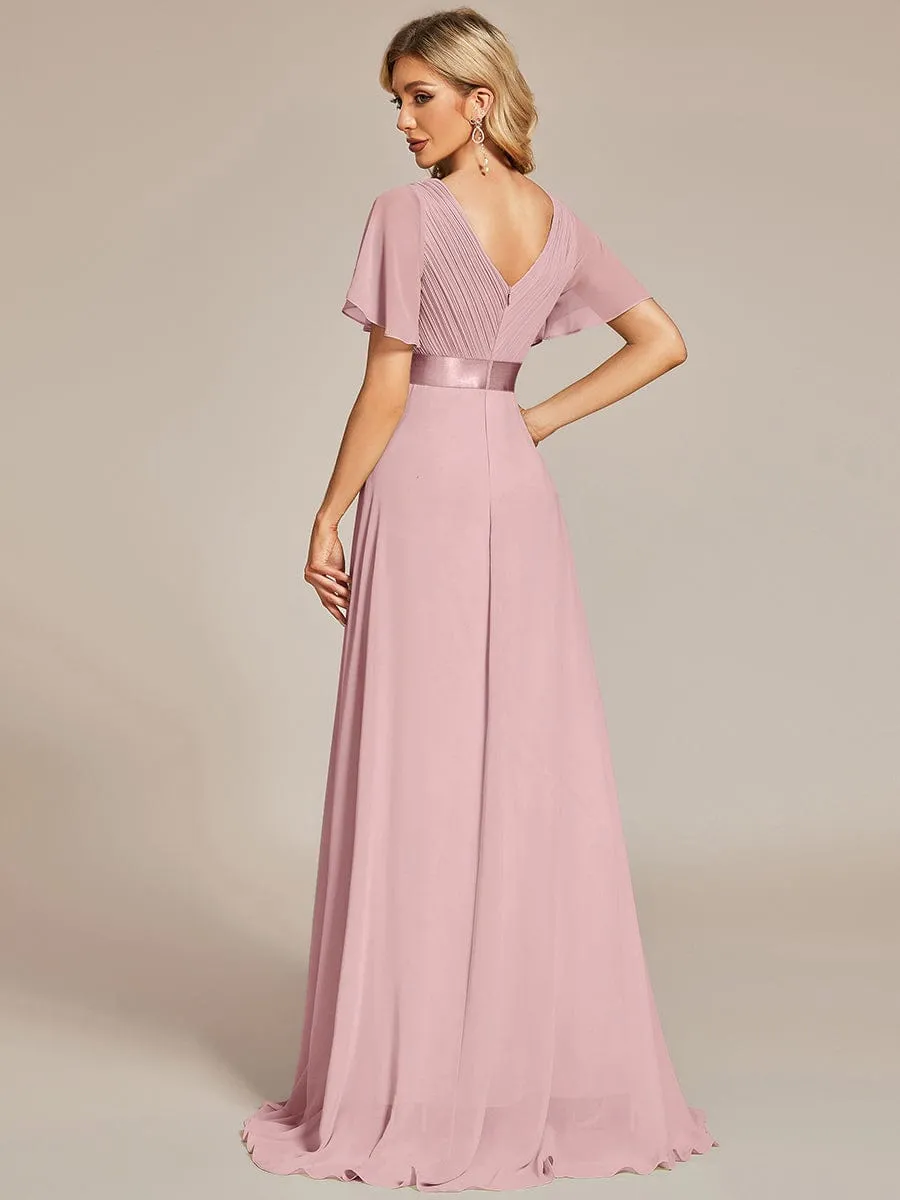 Monica | High Waist Short Sleeves Bridesmaid Dress
