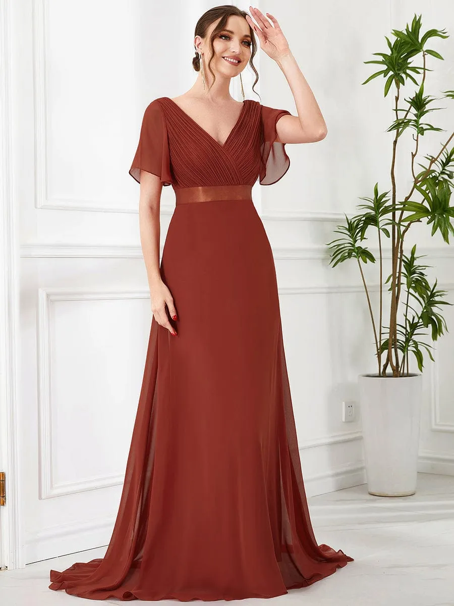 Monica | High Waist Short Sleeves Bridesmaid Dress