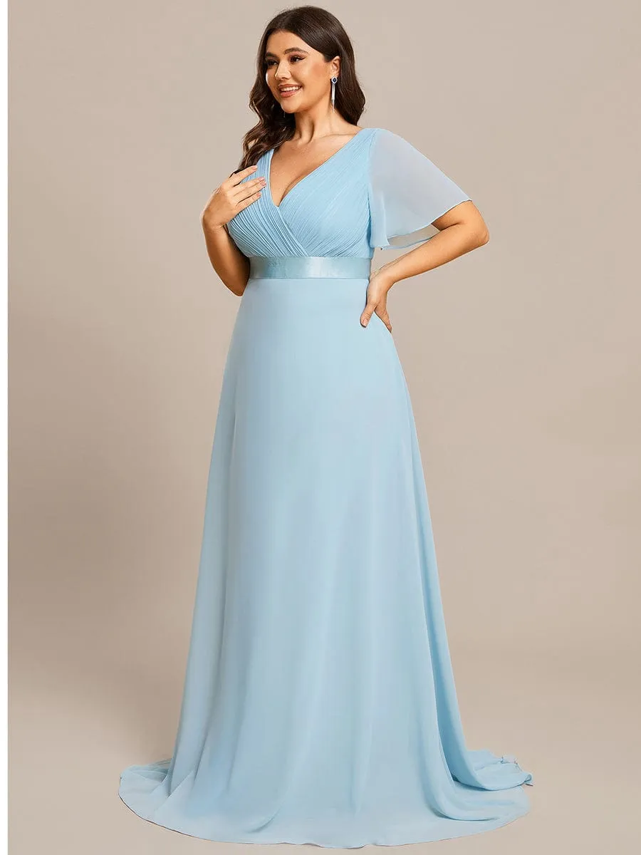 Monica | High Waist Short Sleeves Bridesmaid Dress