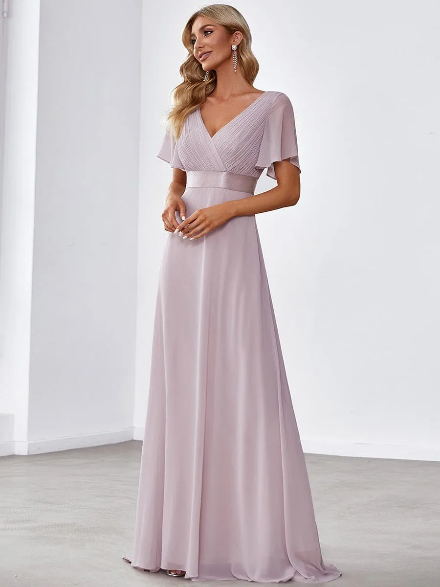Monica | High Waist Short Sleeves Bridesmaid Dress