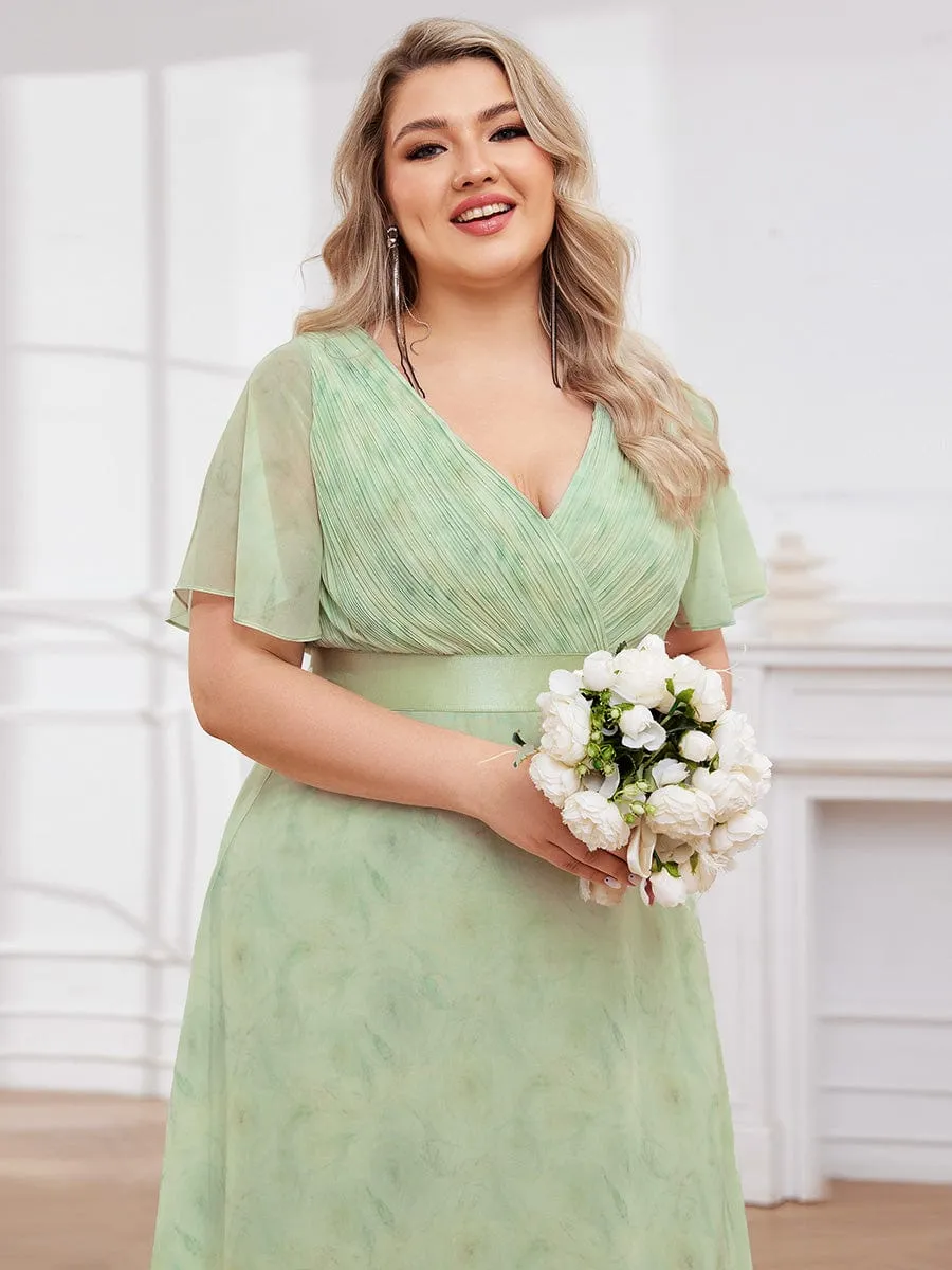 Monica | High Waist Short Sleeves Bridesmaid Dress