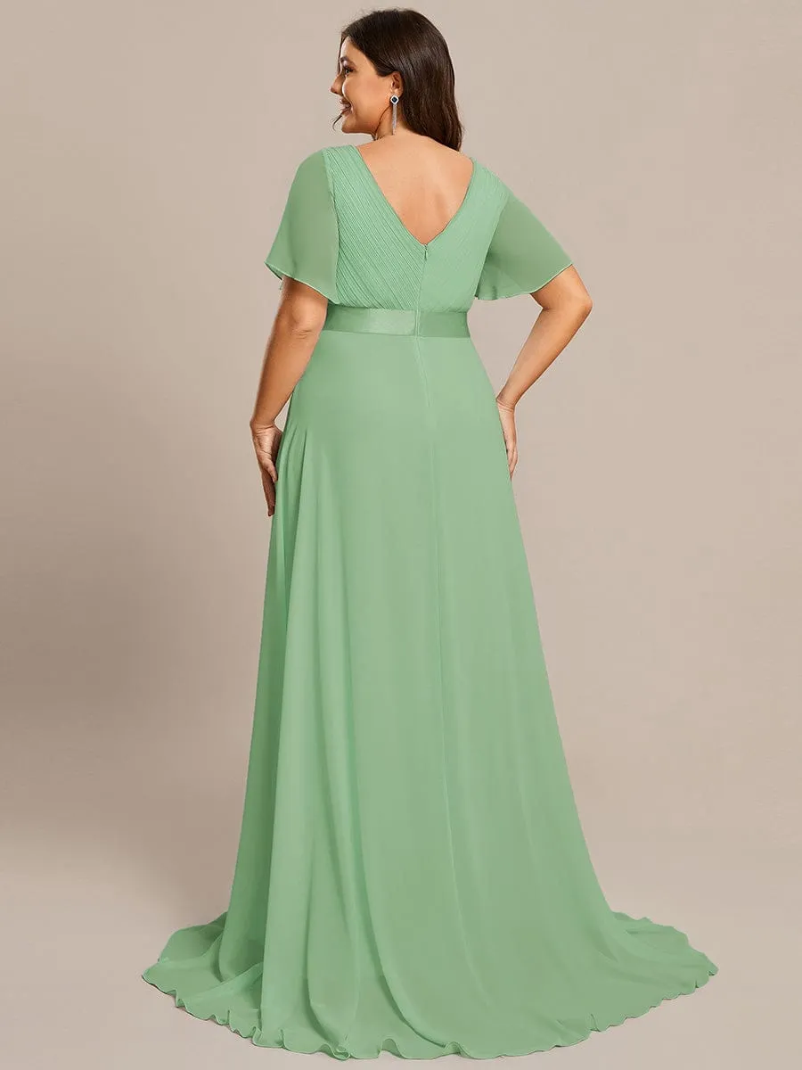 Monica | High Waist Short Sleeves Bridesmaid Dress