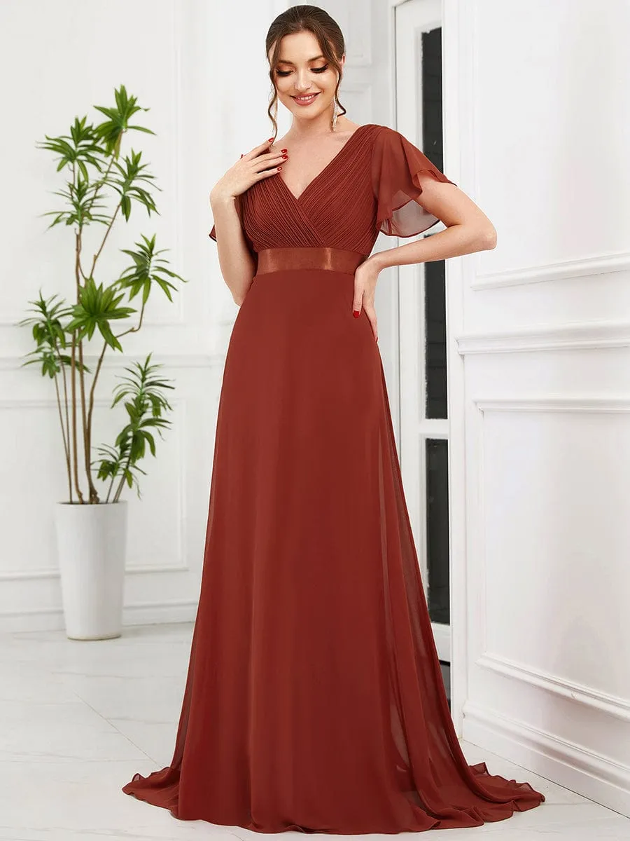 Monica | High Waist Short Sleeves Bridesmaid Dress