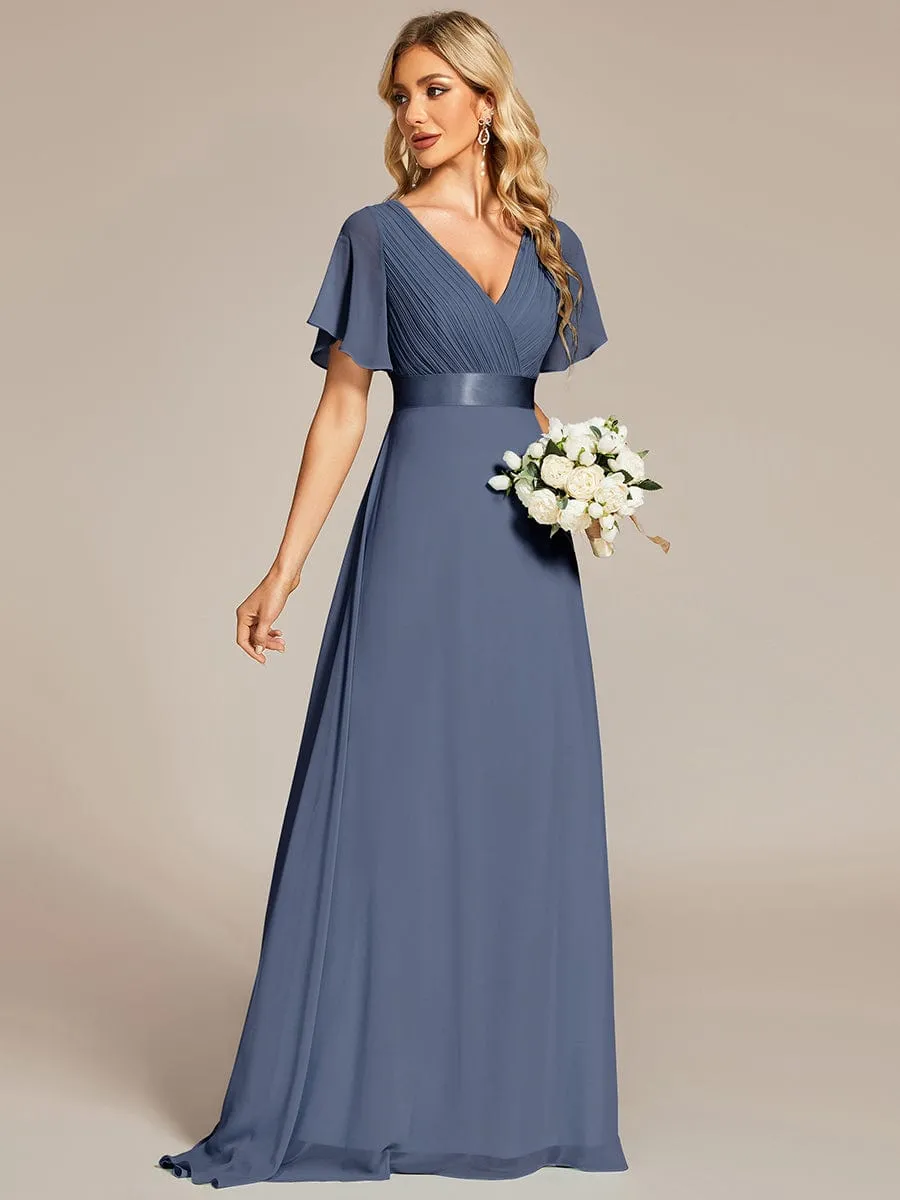 Monica | High Waist Short Sleeves Bridesmaid Dress