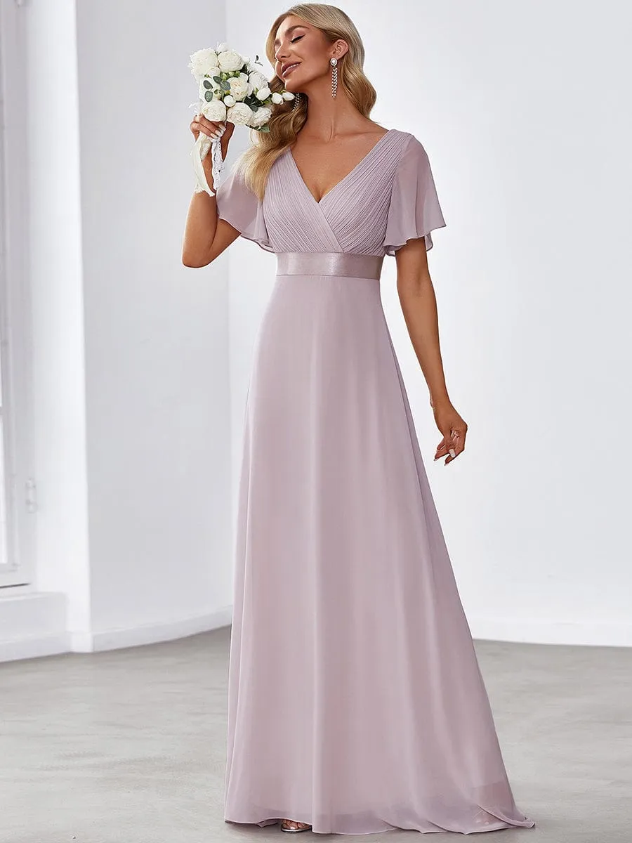Monica | High Waist Short Sleeves Bridesmaid Dress