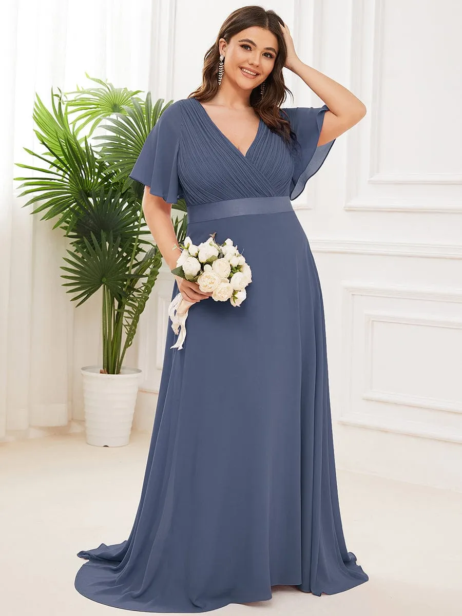 Monica | High Waist Short Sleeves Bridesmaid Dress