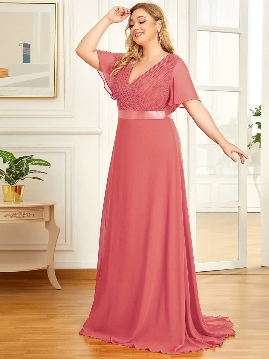Monica | High Waist Short Sleeves Bridesmaid Dress