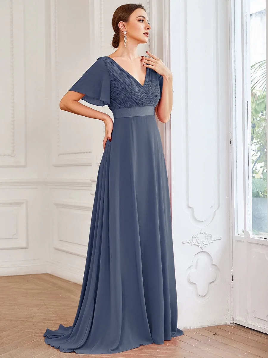 Monica | High Waist Short Sleeves Bridesmaid Dress