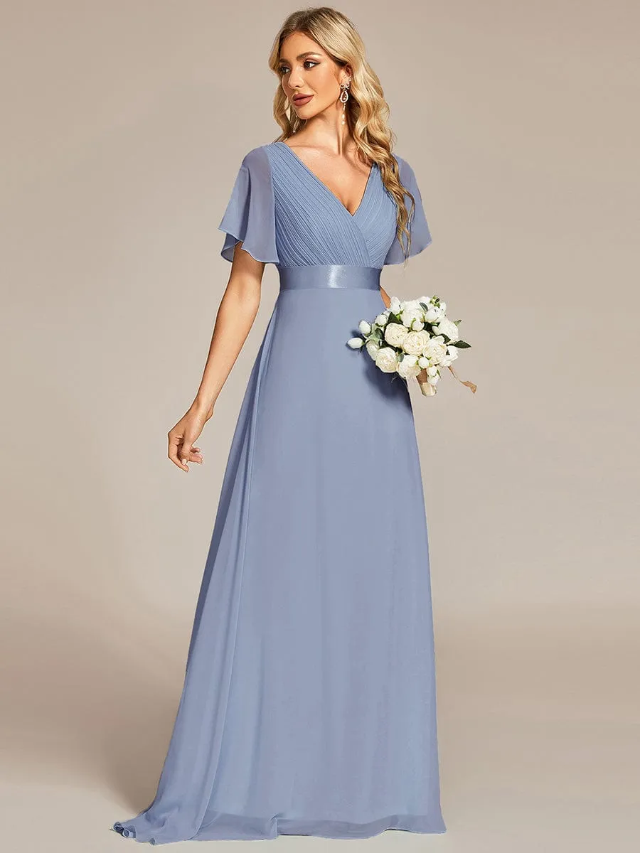 Monica | High Waist Short Sleeves Bridesmaid Dress