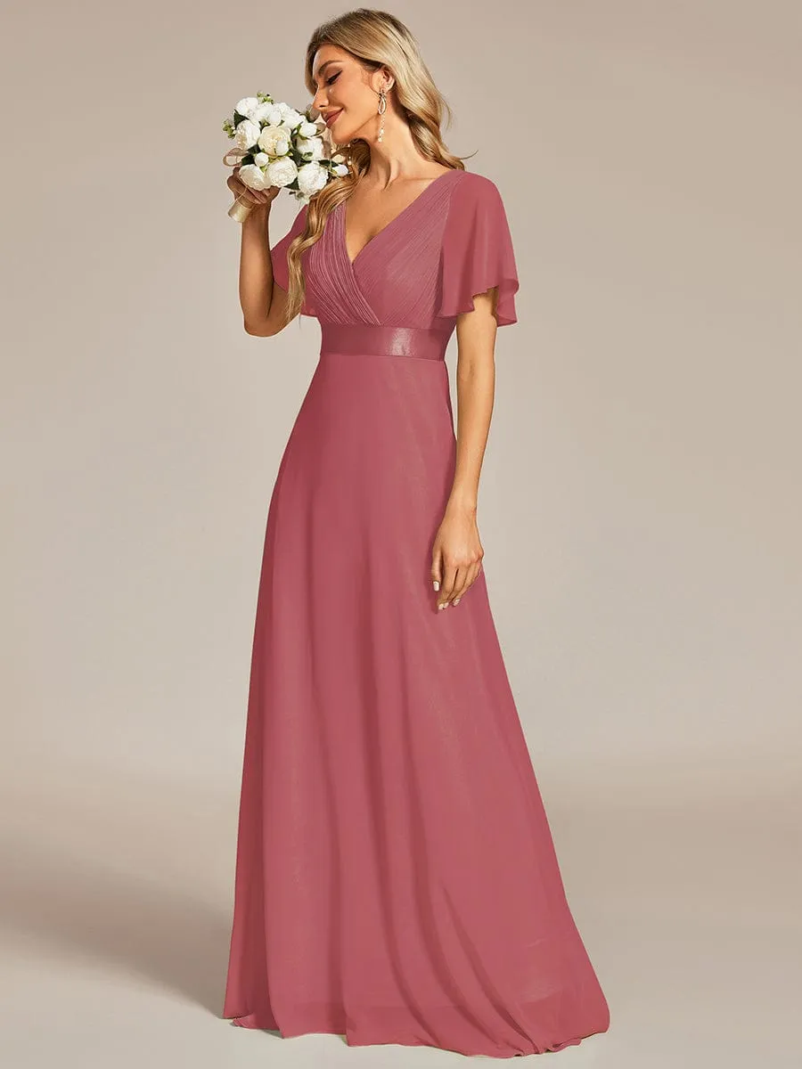 Monica | High Waist Short Sleeves Bridesmaid Dress