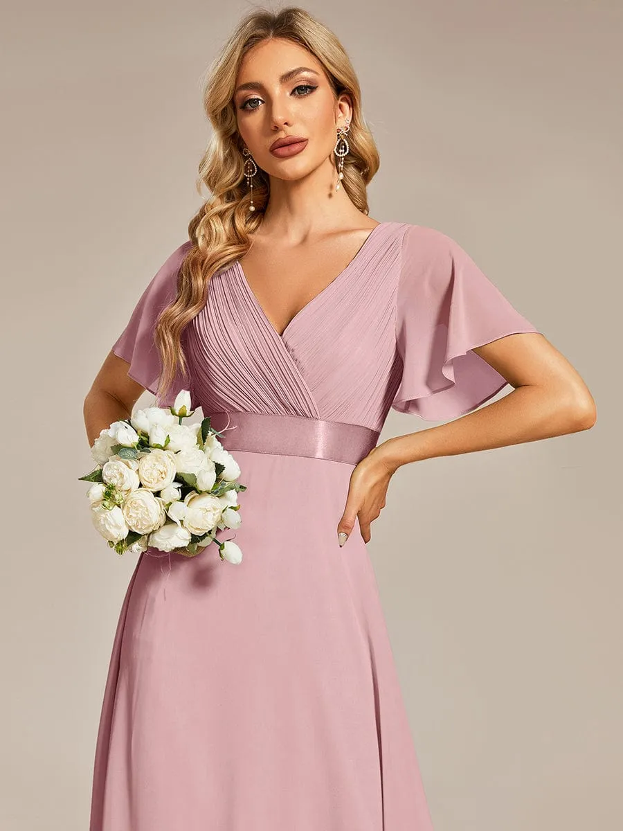 Monica | High Waist Short Sleeves Bridesmaid Dress