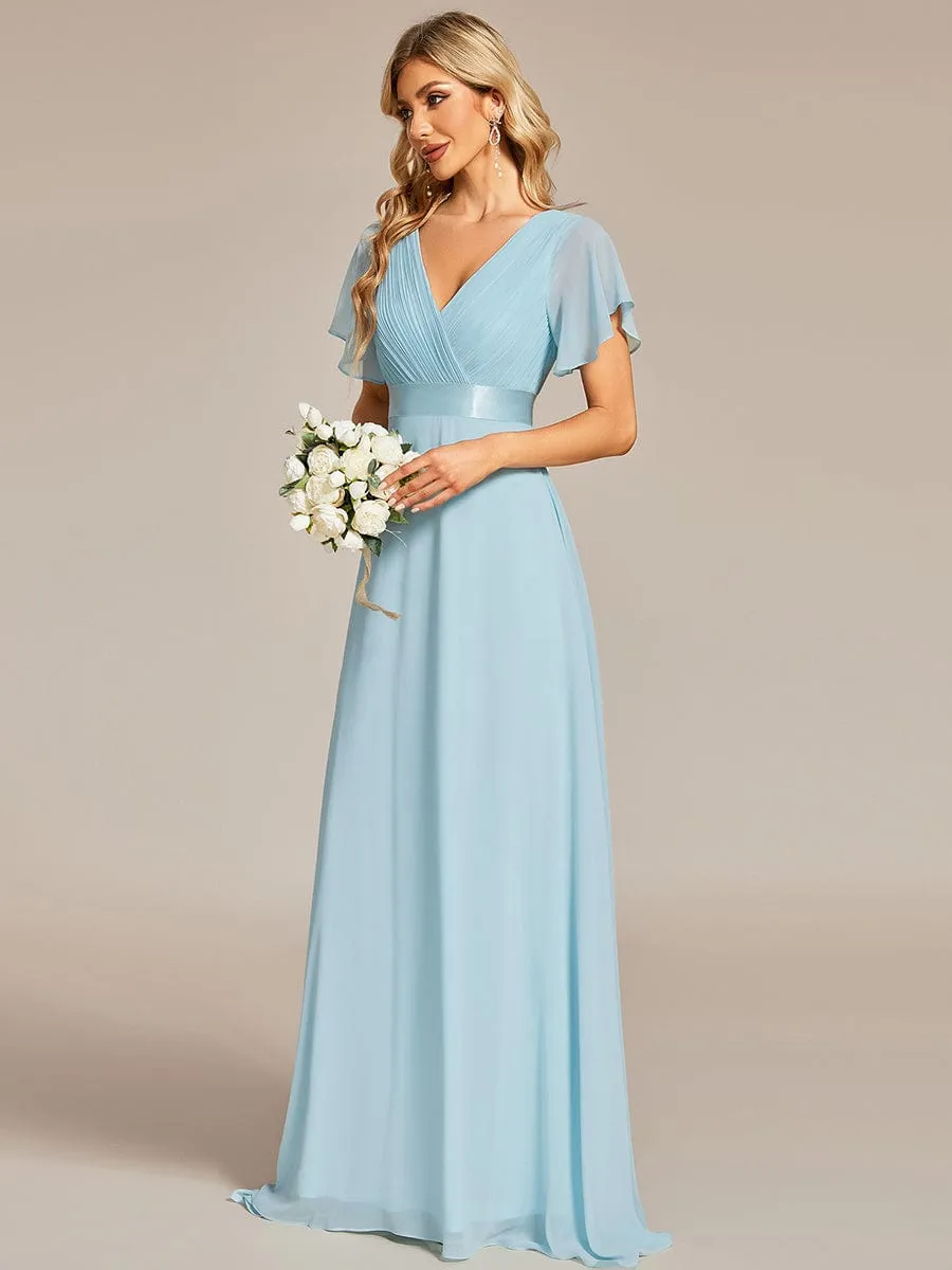 Monica | High Waist Short Sleeves Bridesmaid Dress