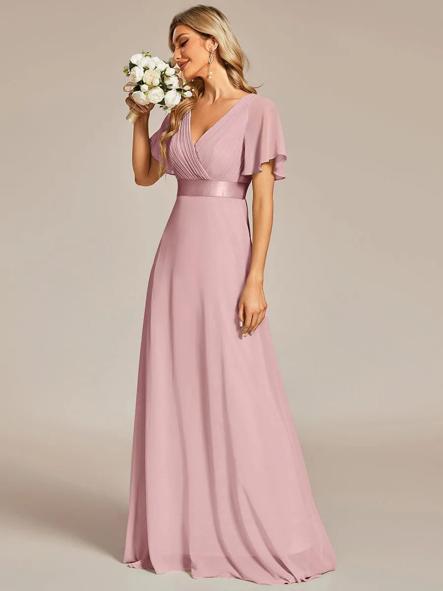 Monica | High Waist Short Sleeves Bridesmaid Dress