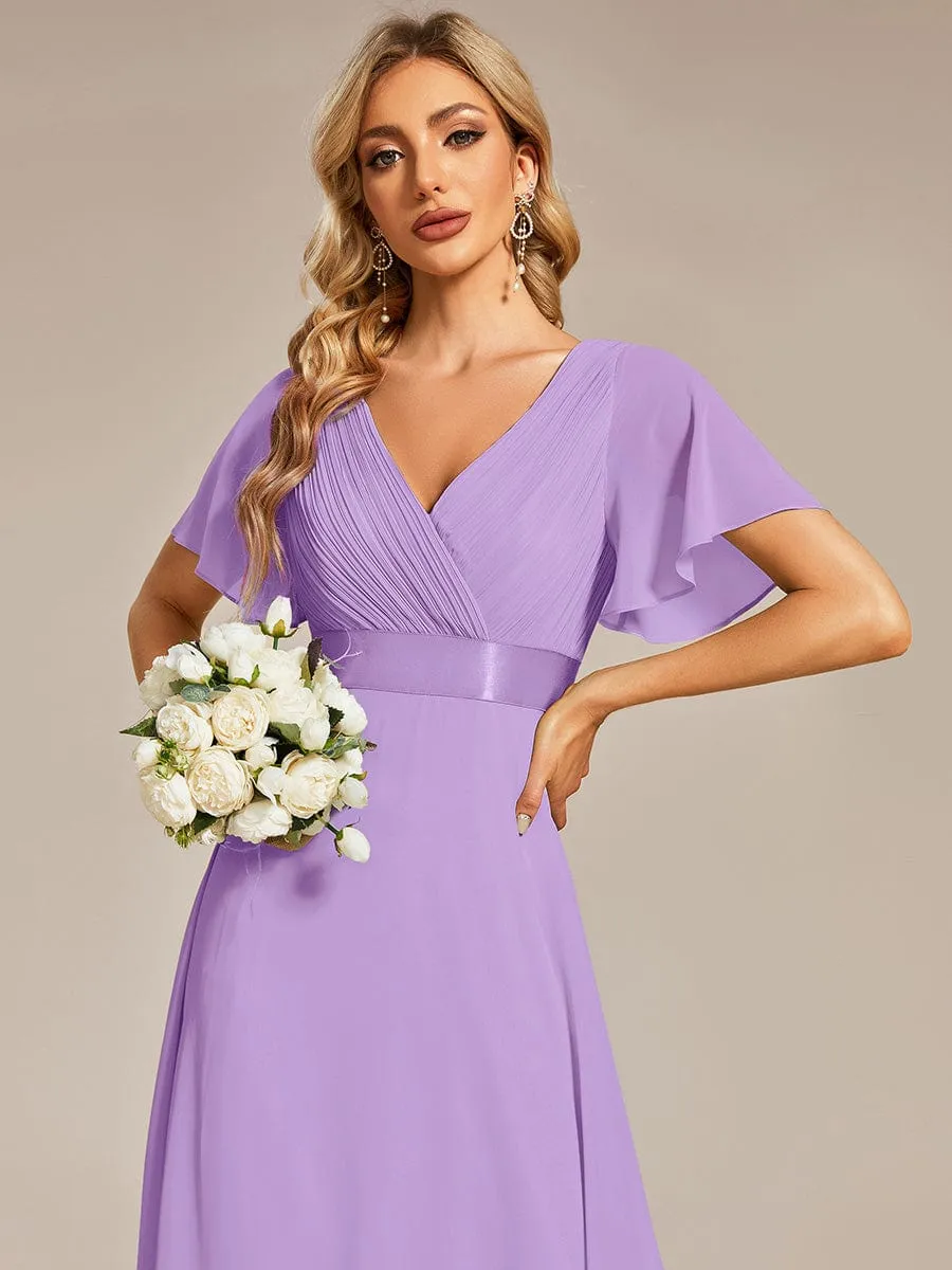 Monica | High Waist Short Sleeves Bridesmaid Dress