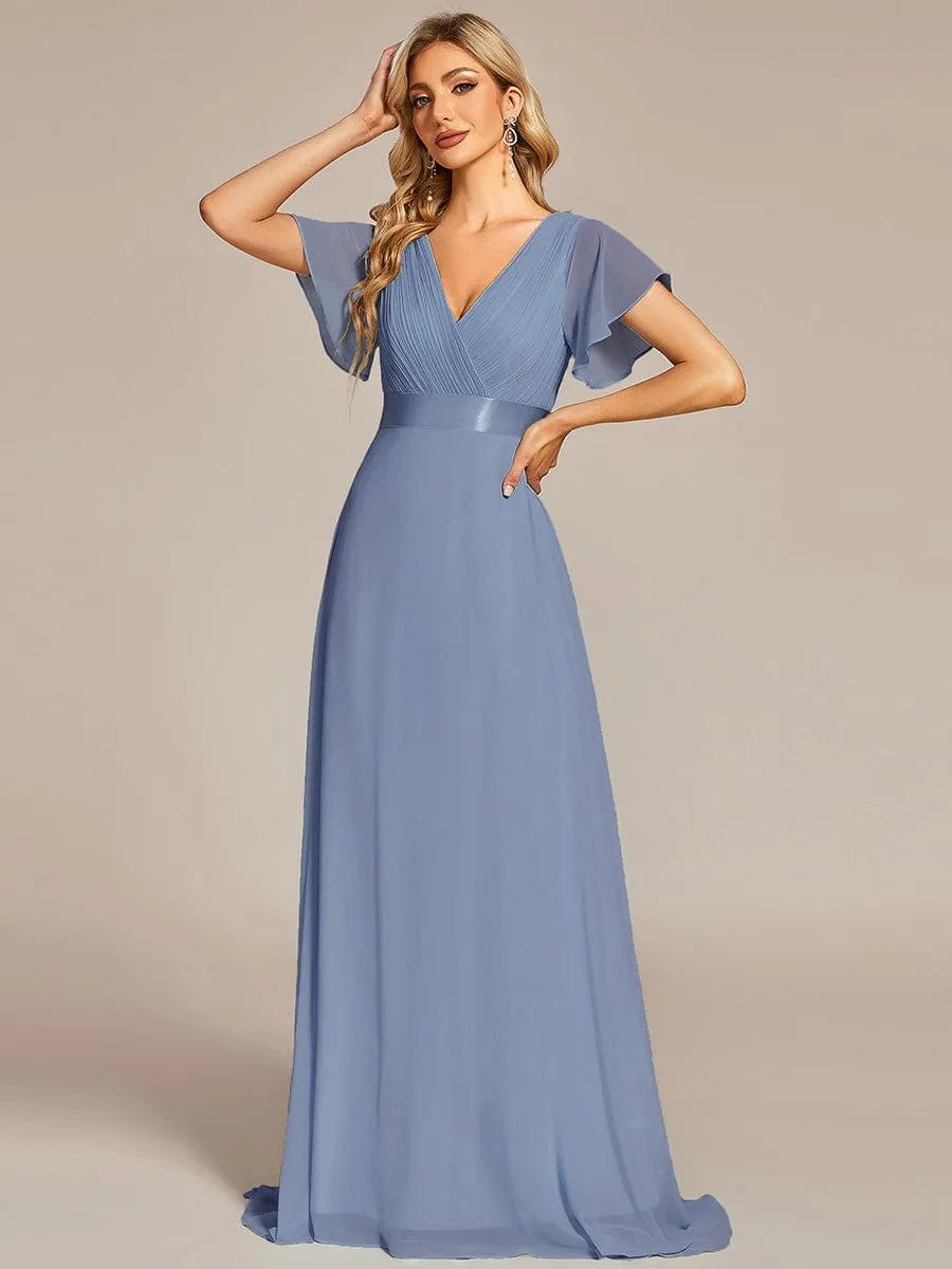 Monica | High Waist Short Sleeves Bridesmaid Dress