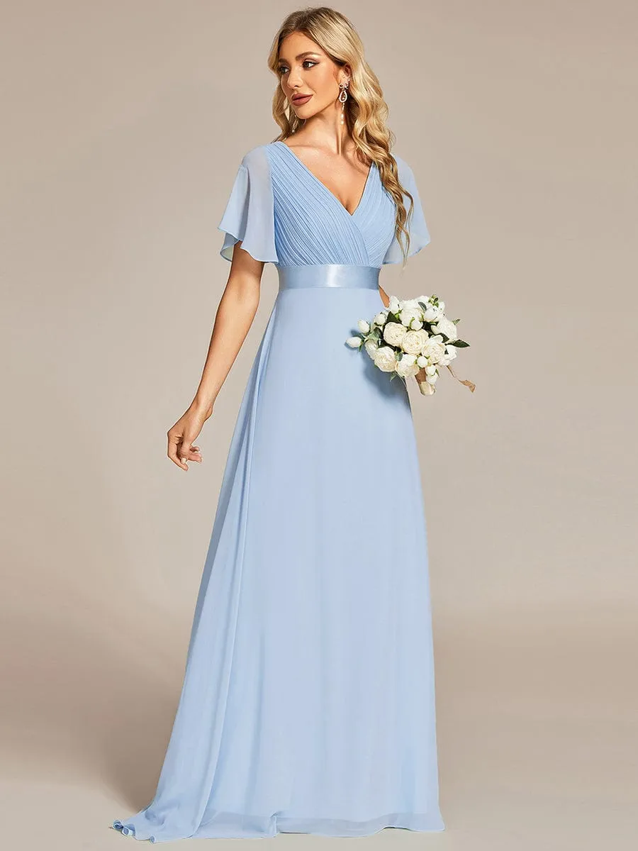 Monica | High Waist Short Sleeves Bridesmaid Dress