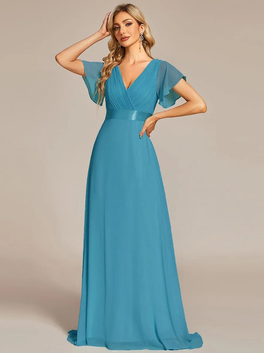Monica | High Waist Short Sleeves Bridesmaid Dress