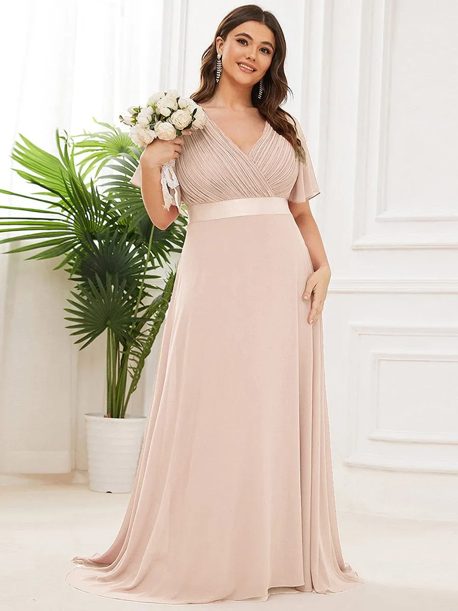 Monica | High Waist Short Sleeves Bridesmaid Dress