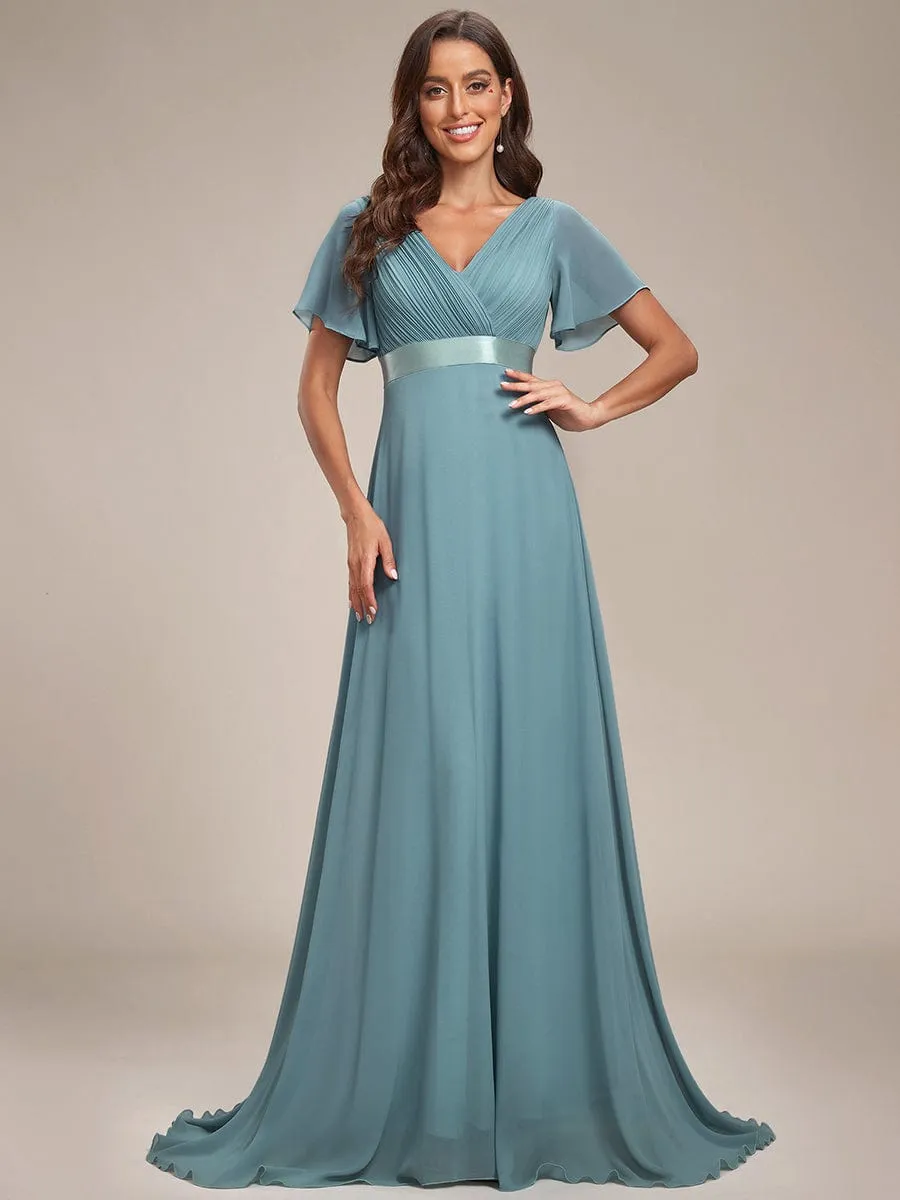 Monica | High Waist Short Sleeves Bridesmaid Dress