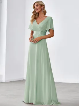 Monica | High Waist Short Sleeves Bridesmaid Dress