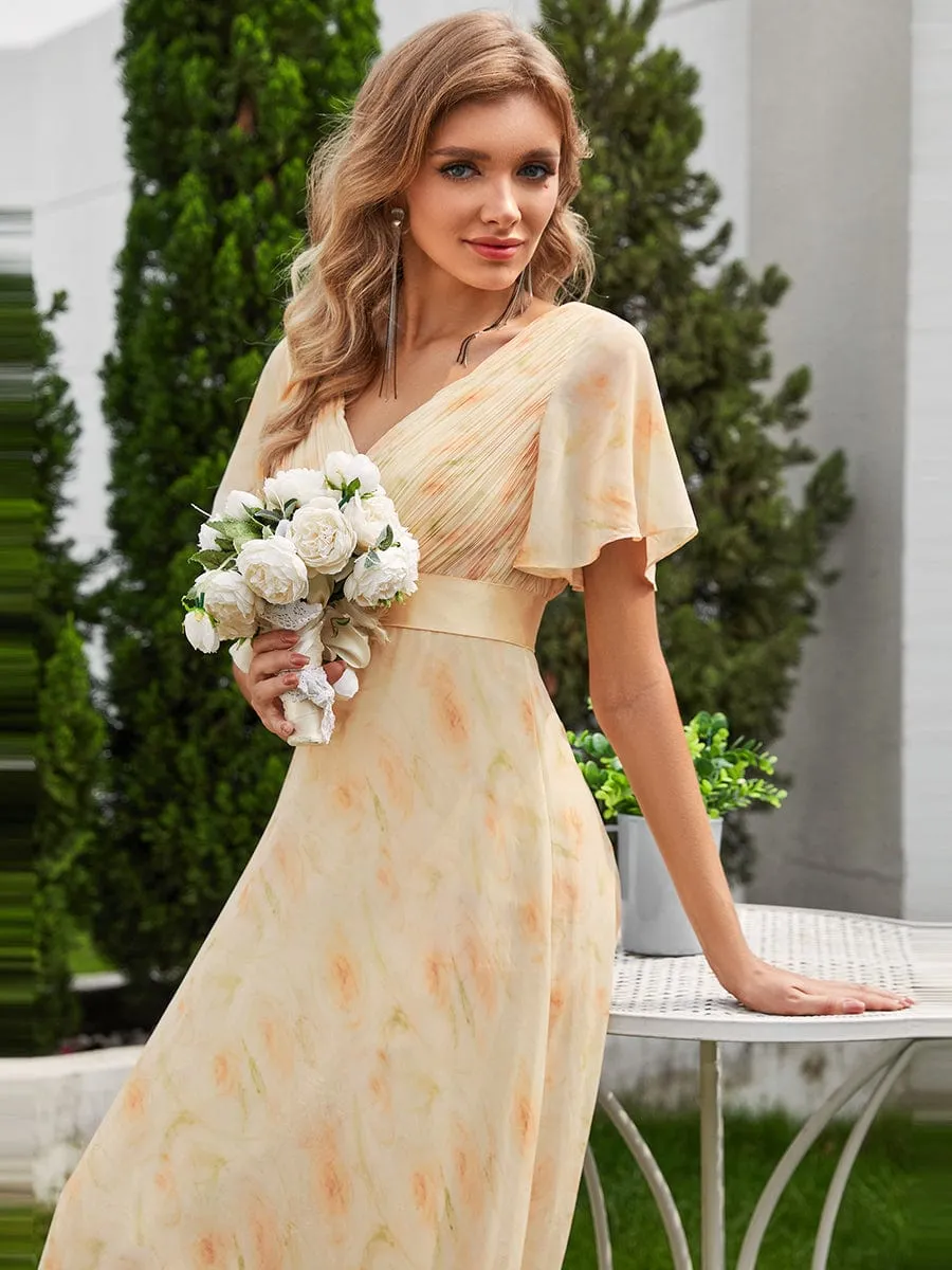 Monica | High Waist Short Sleeves Bridesmaid Dress