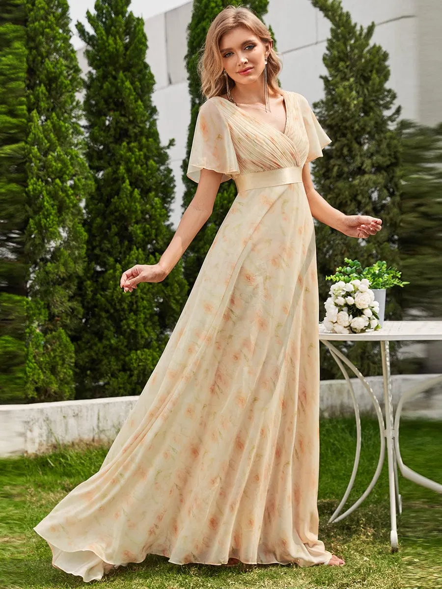 Monica | High Waist Short Sleeves Bridesmaid Dress