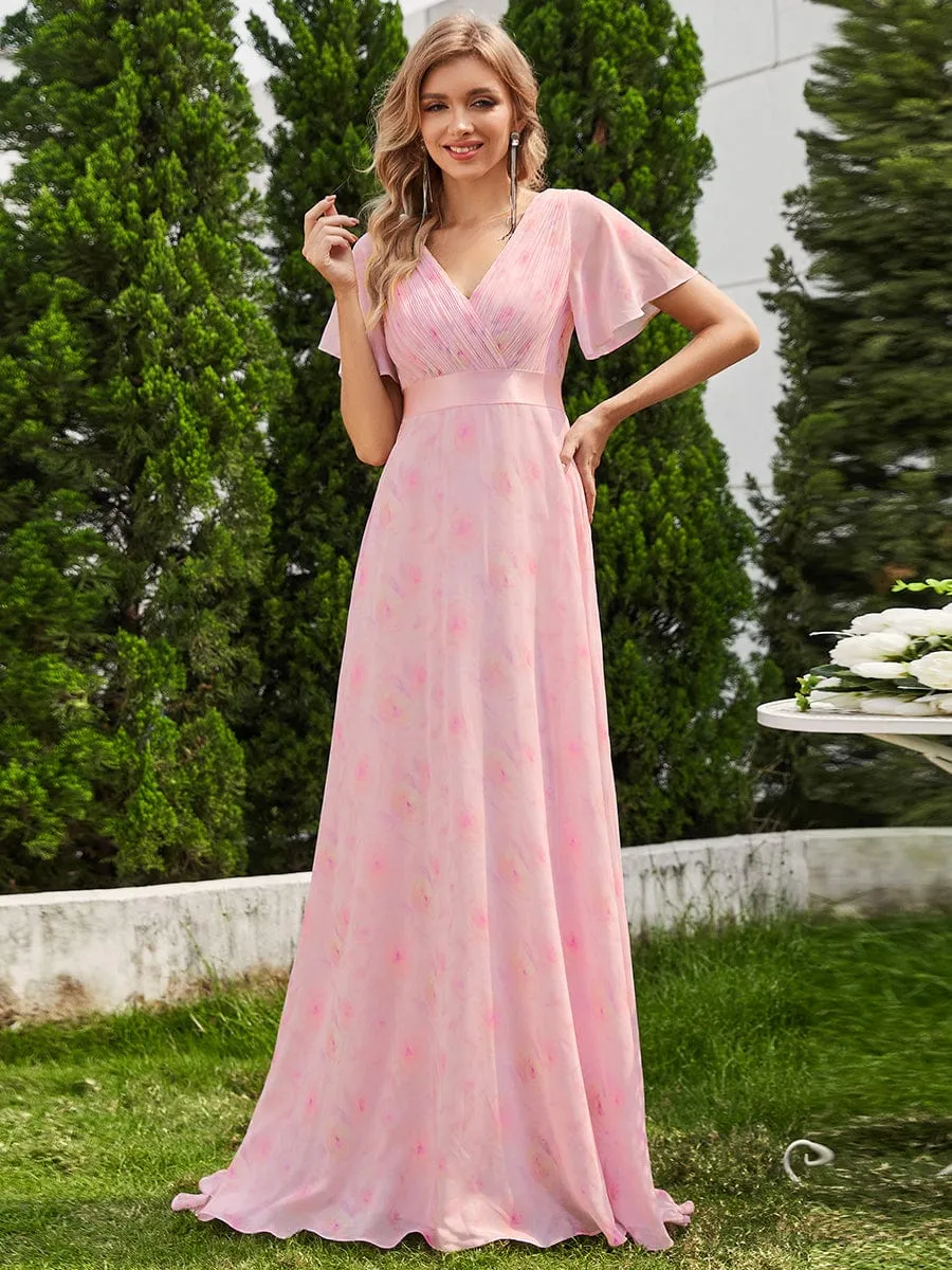 Monica | High Waist Short Sleeves Bridesmaid Dress