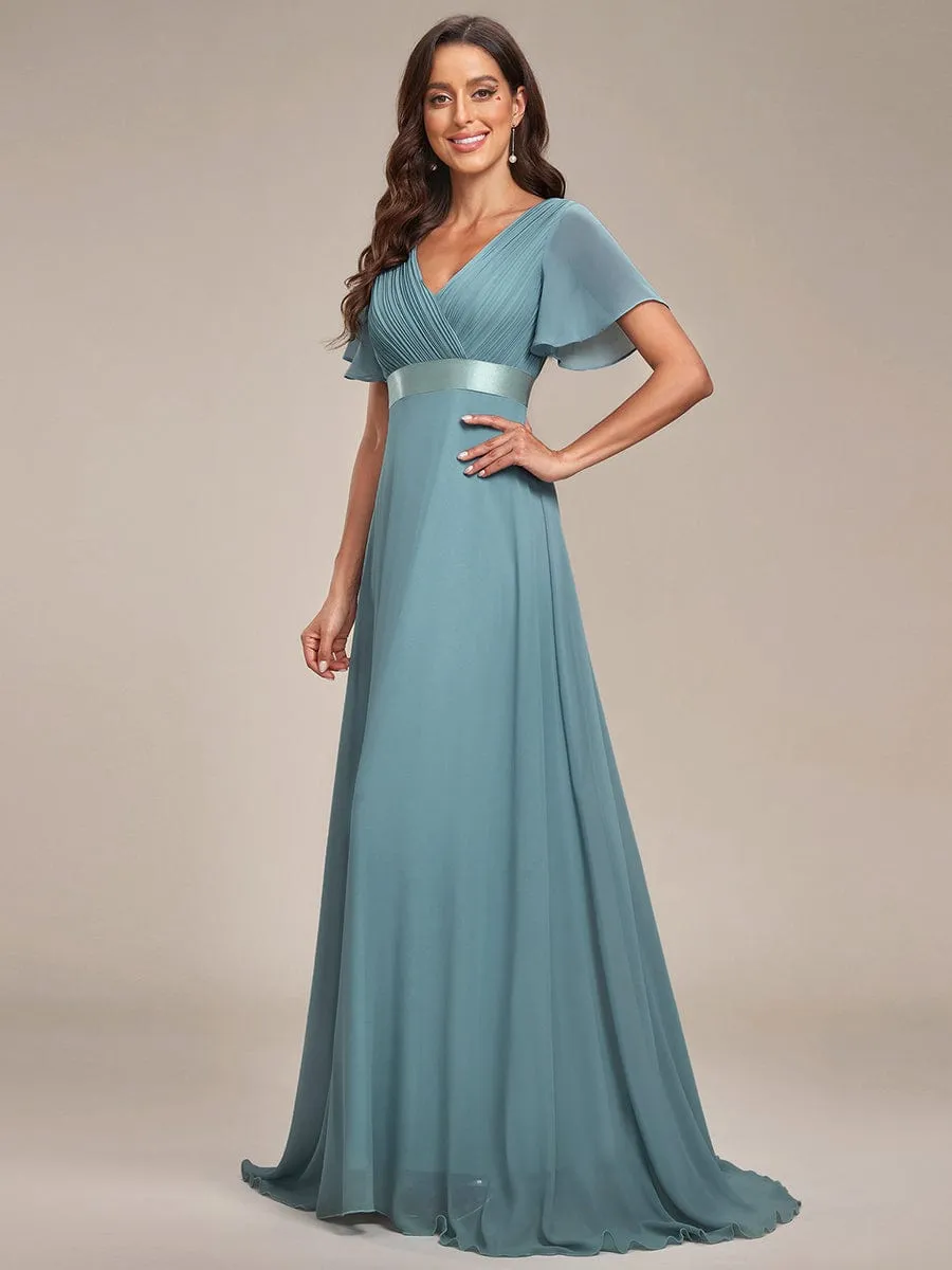Monica | High Waist Short Sleeves Bridesmaid Dress