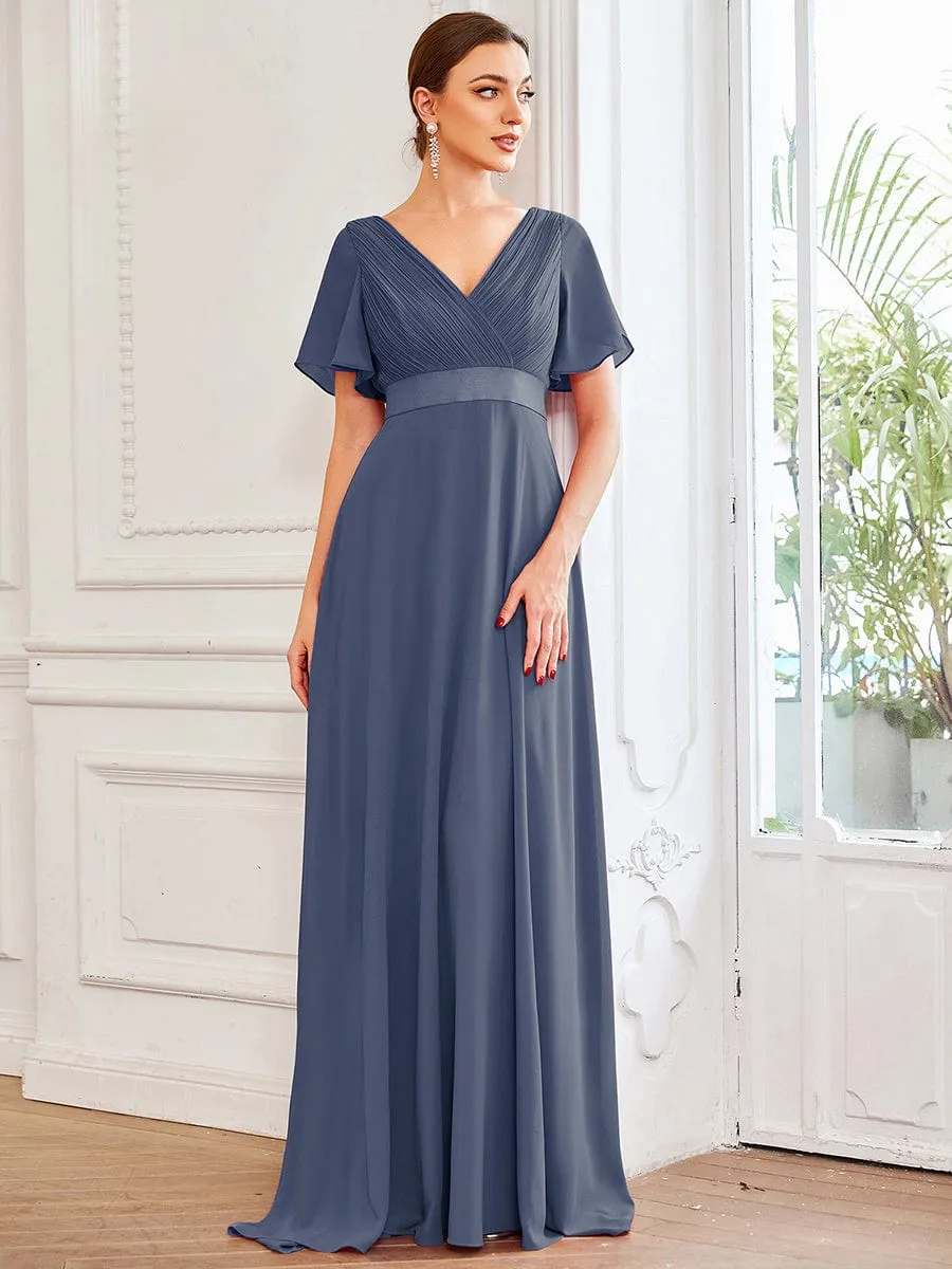 Monica | High Waist Short Sleeves Bridesmaid Dress