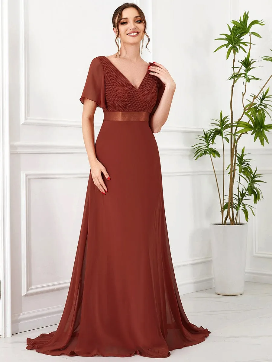 Monica | High Waist Short Sleeves Bridesmaid Dress