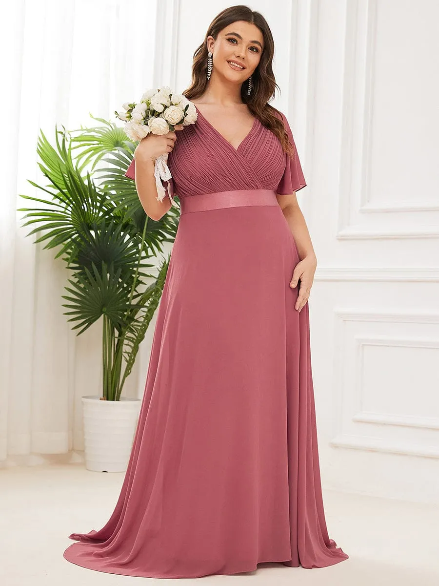 Monica | High Waist Short Sleeves Bridesmaid Dress