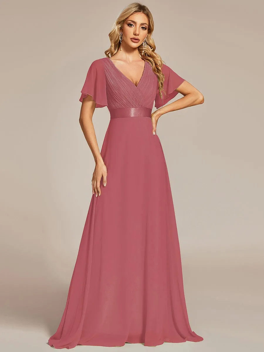 Monica | High Waist Short Sleeves Bridesmaid Dress
