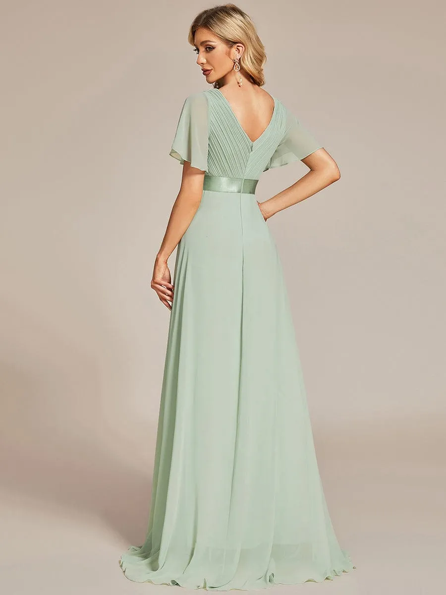 Monica | High Waist Short Sleeves Bridesmaid Dress