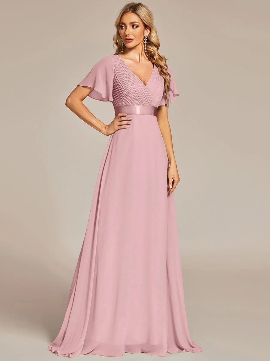 Monica | High Waist Short Sleeves Bridesmaid Dress