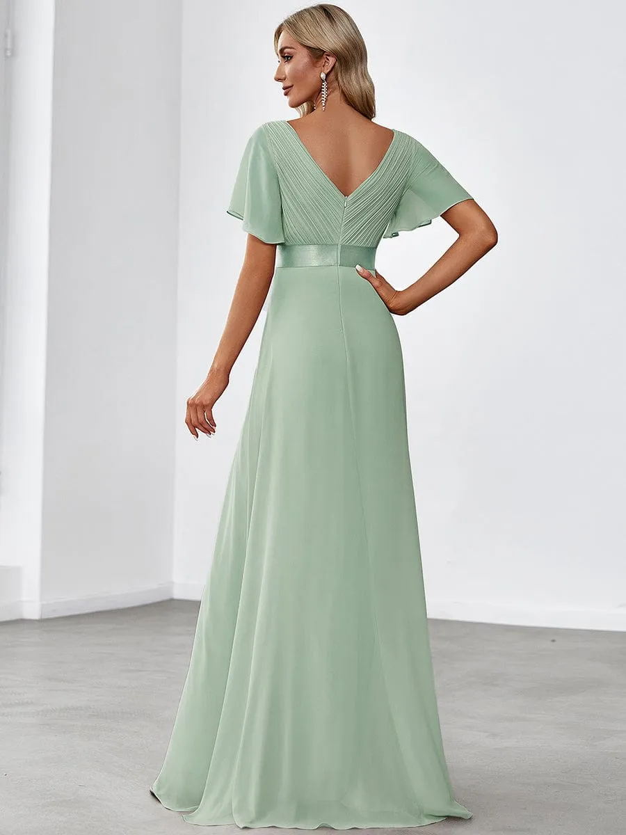 Monica | High Waist Short Sleeves Bridesmaid Dress