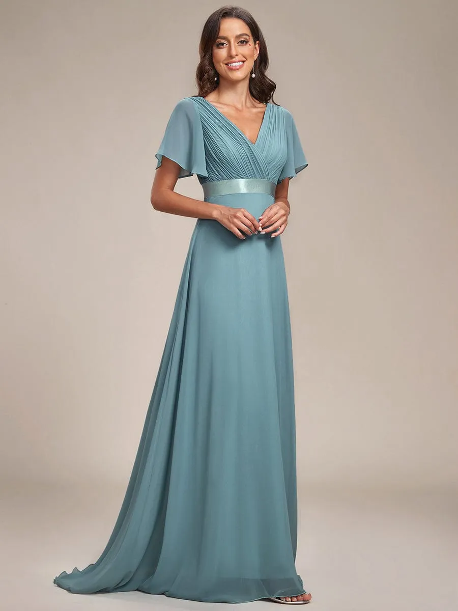 Monica | High Waist Short Sleeves Bridesmaid Dress
