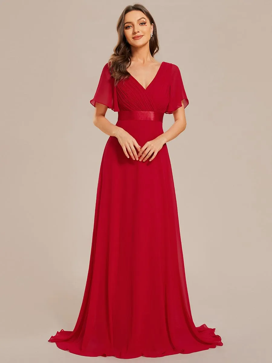 Monica | High Waist Short Sleeves Bridesmaid Dress