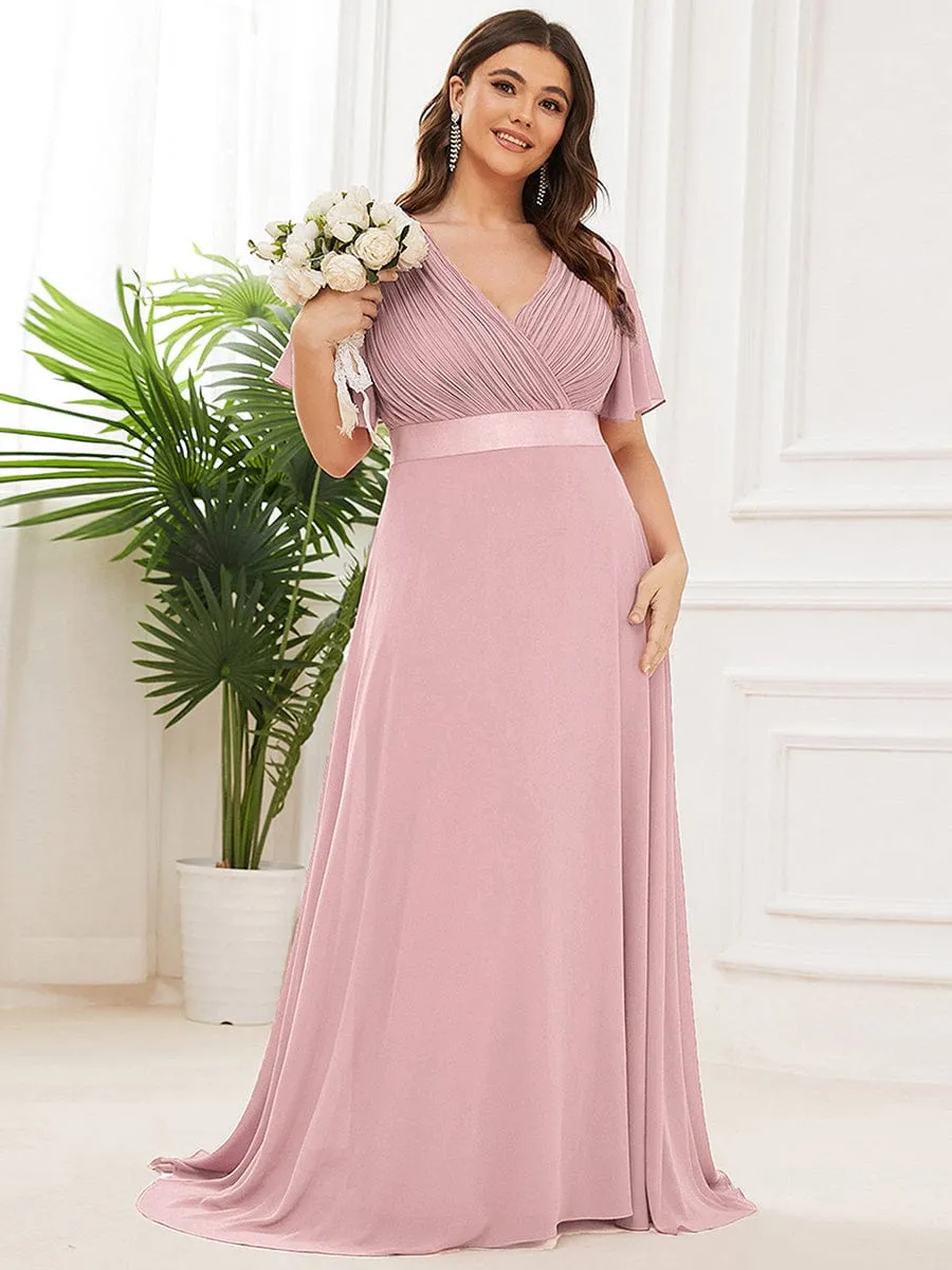 Monica | High Waist Short Sleeves Bridesmaid Dress