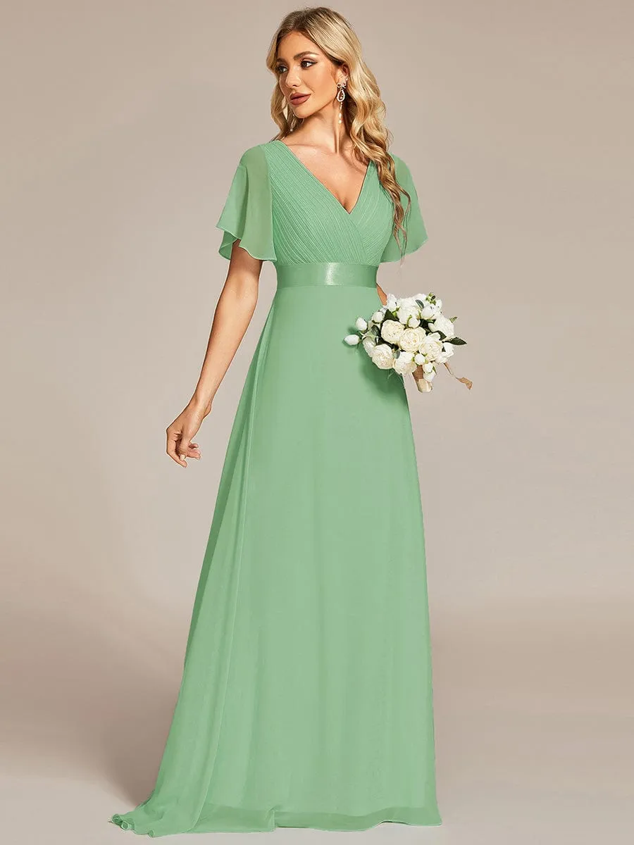 Monica | High Waist Short Sleeves Bridesmaid Dress