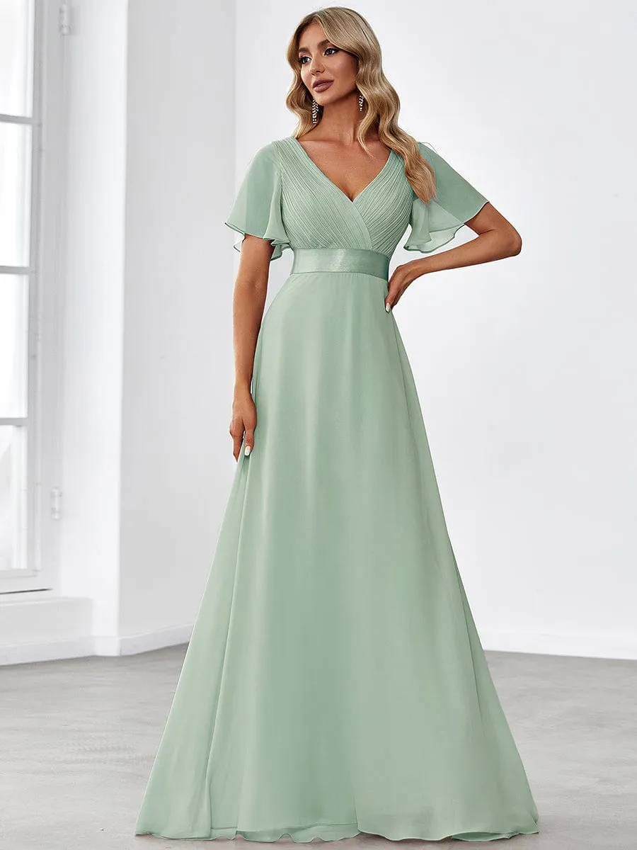 Monica | High Waist Short Sleeves Bridesmaid Dress