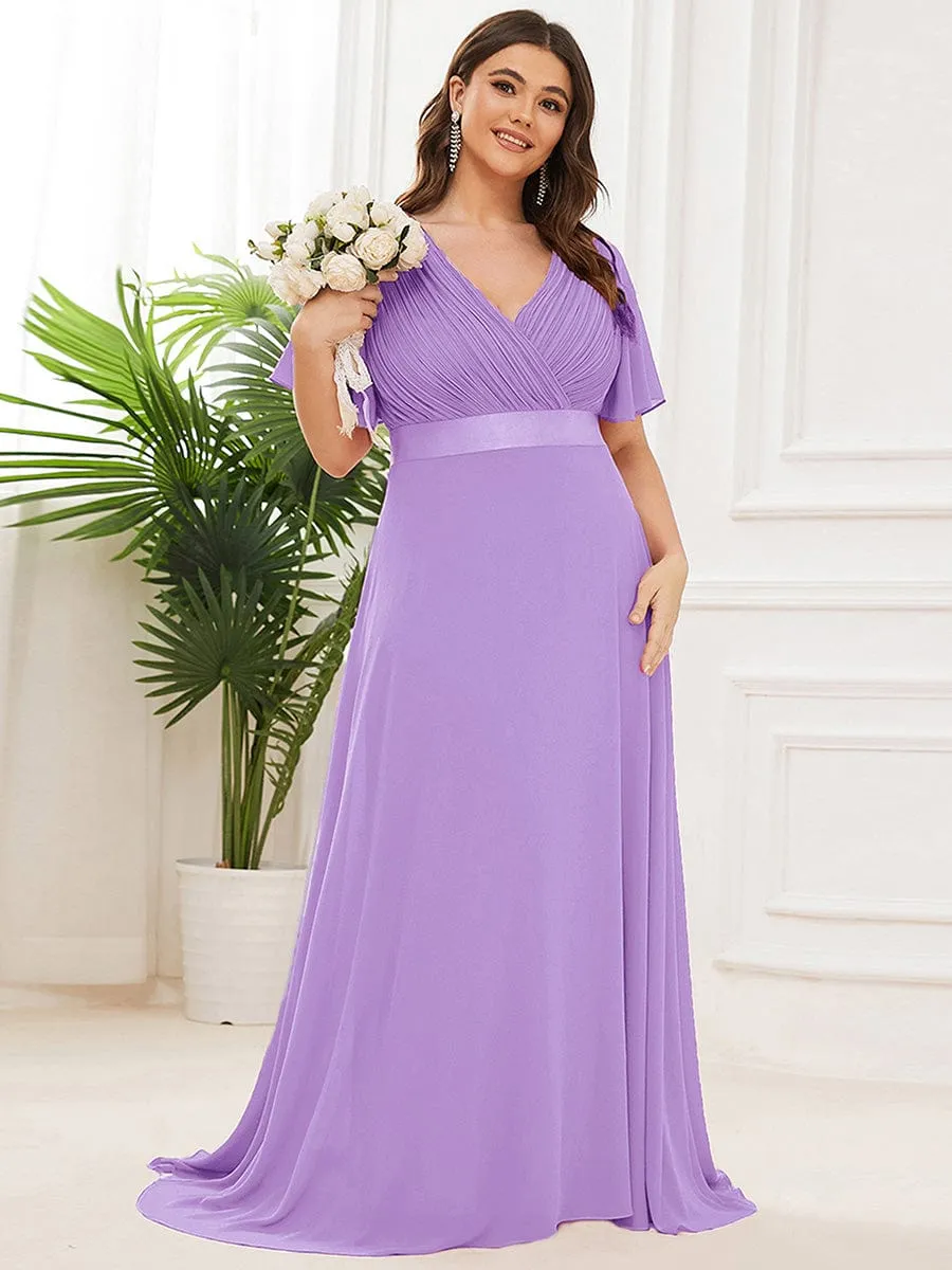 Monica | High Waist Short Sleeves Bridesmaid Dress