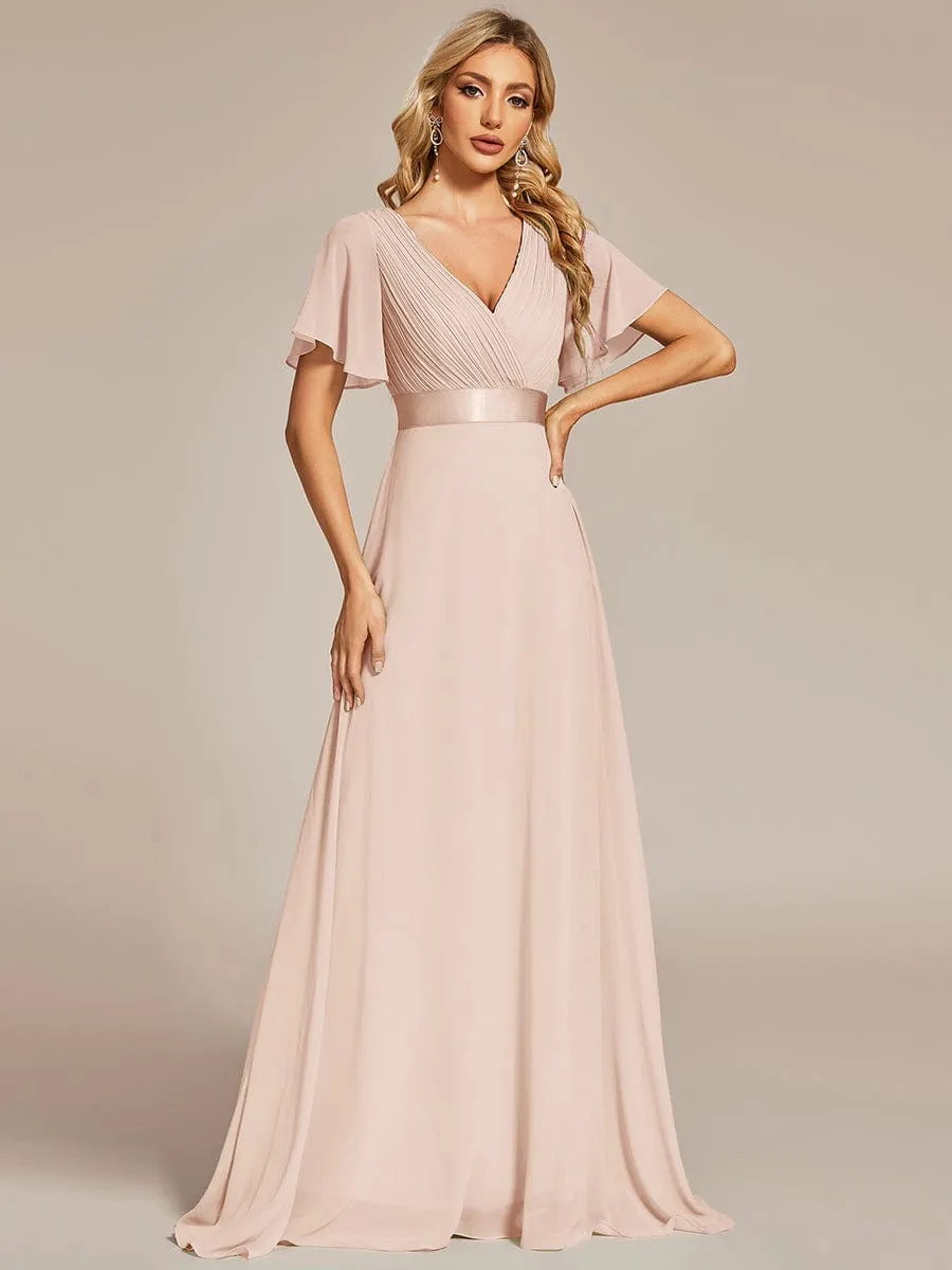 Monica | High Waist Short Sleeves Bridesmaid Dress