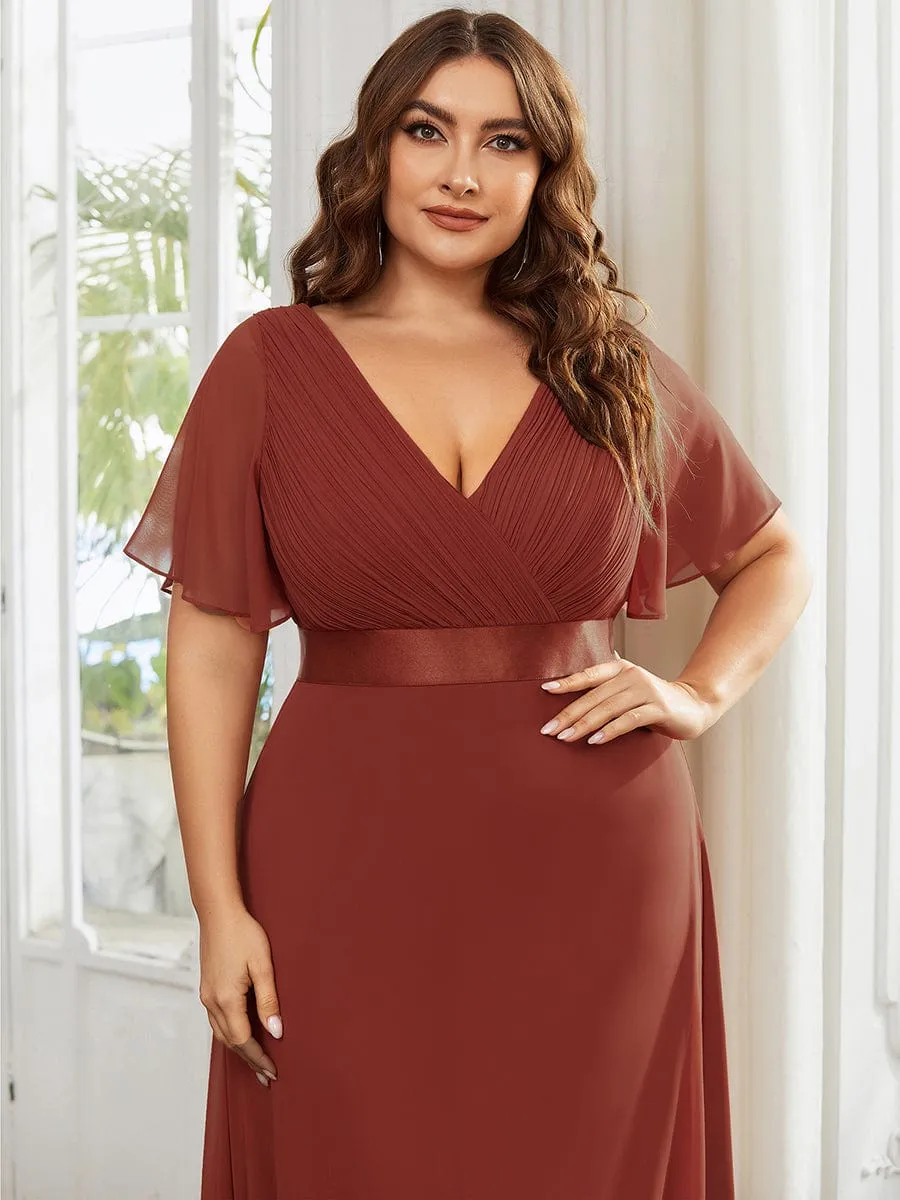 Monica | High Waist Short Sleeves Bridesmaid Dress