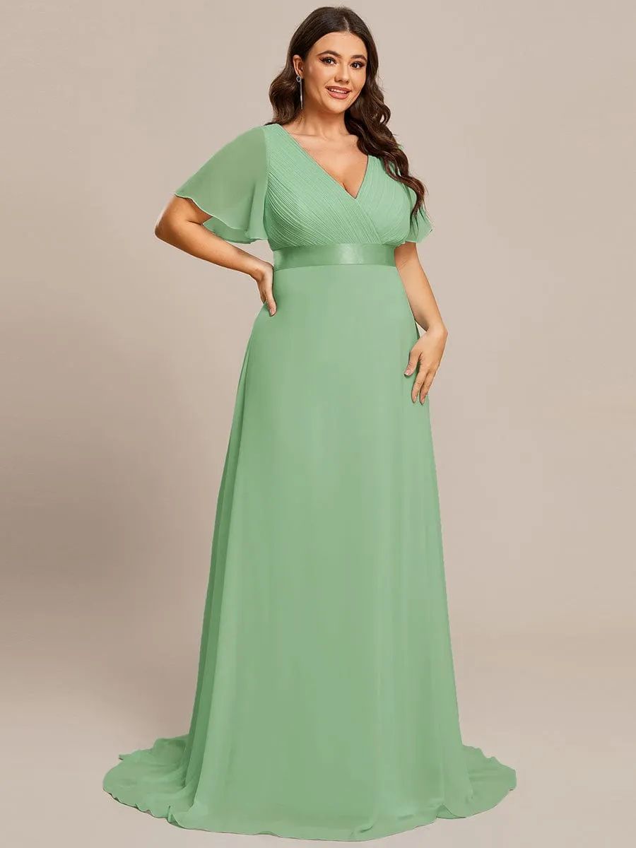 Monica | High Waist Short Sleeves Bridesmaid Dress