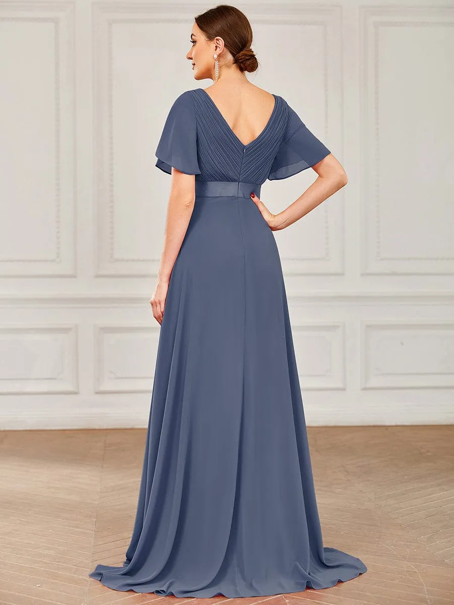 Monica | High Waist Short Sleeves Bridesmaid Dress