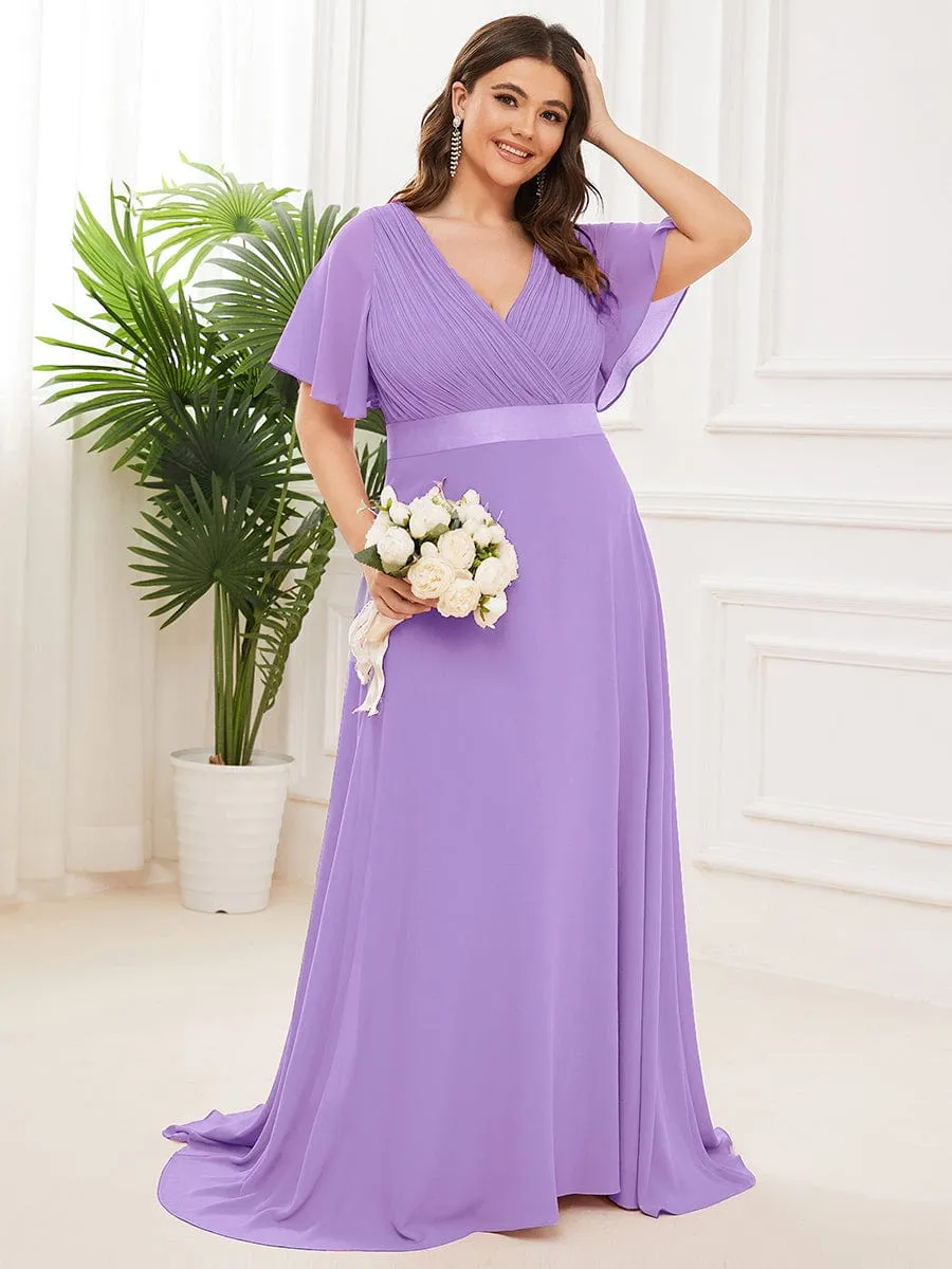 Monica | High Waist Short Sleeves Bridesmaid Dress