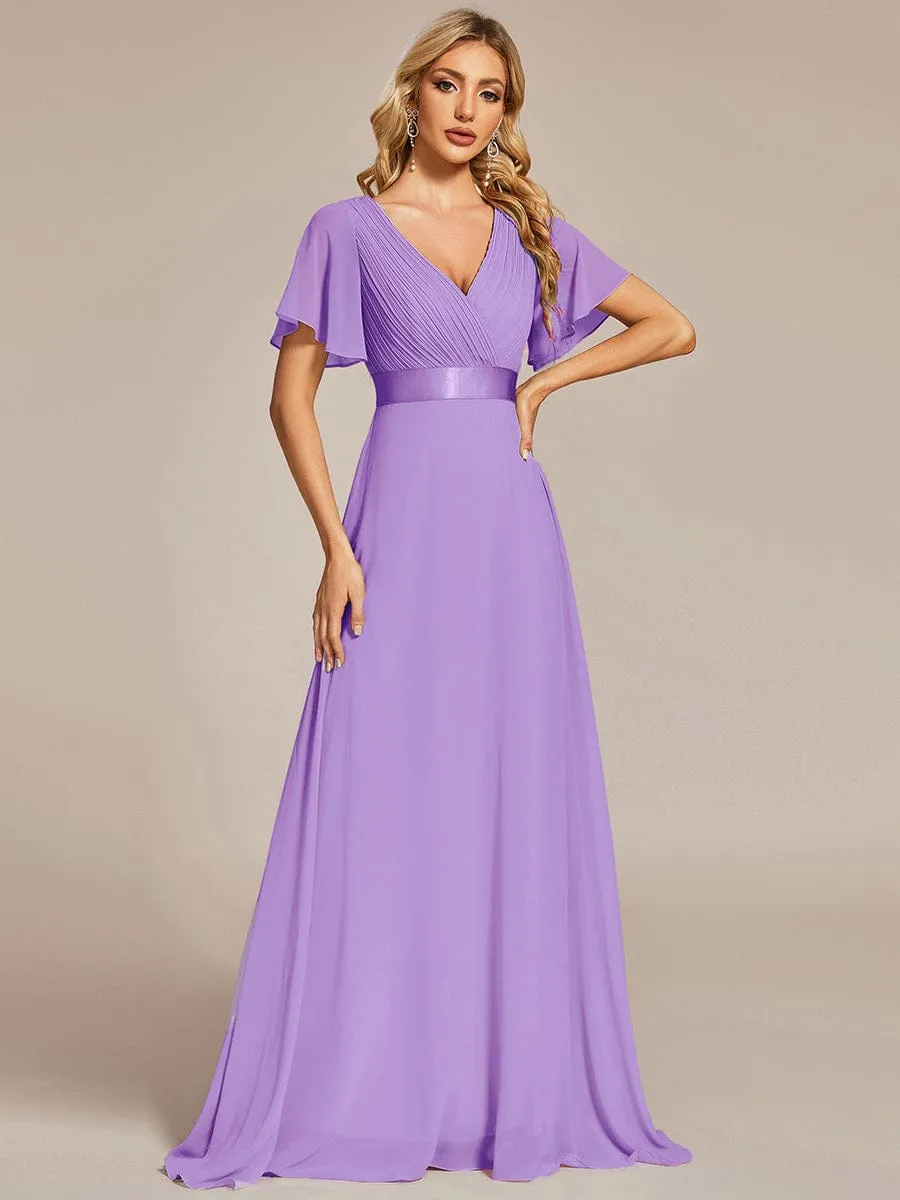 Monica | High Waist Short Sleeves Bridesmaid Dress