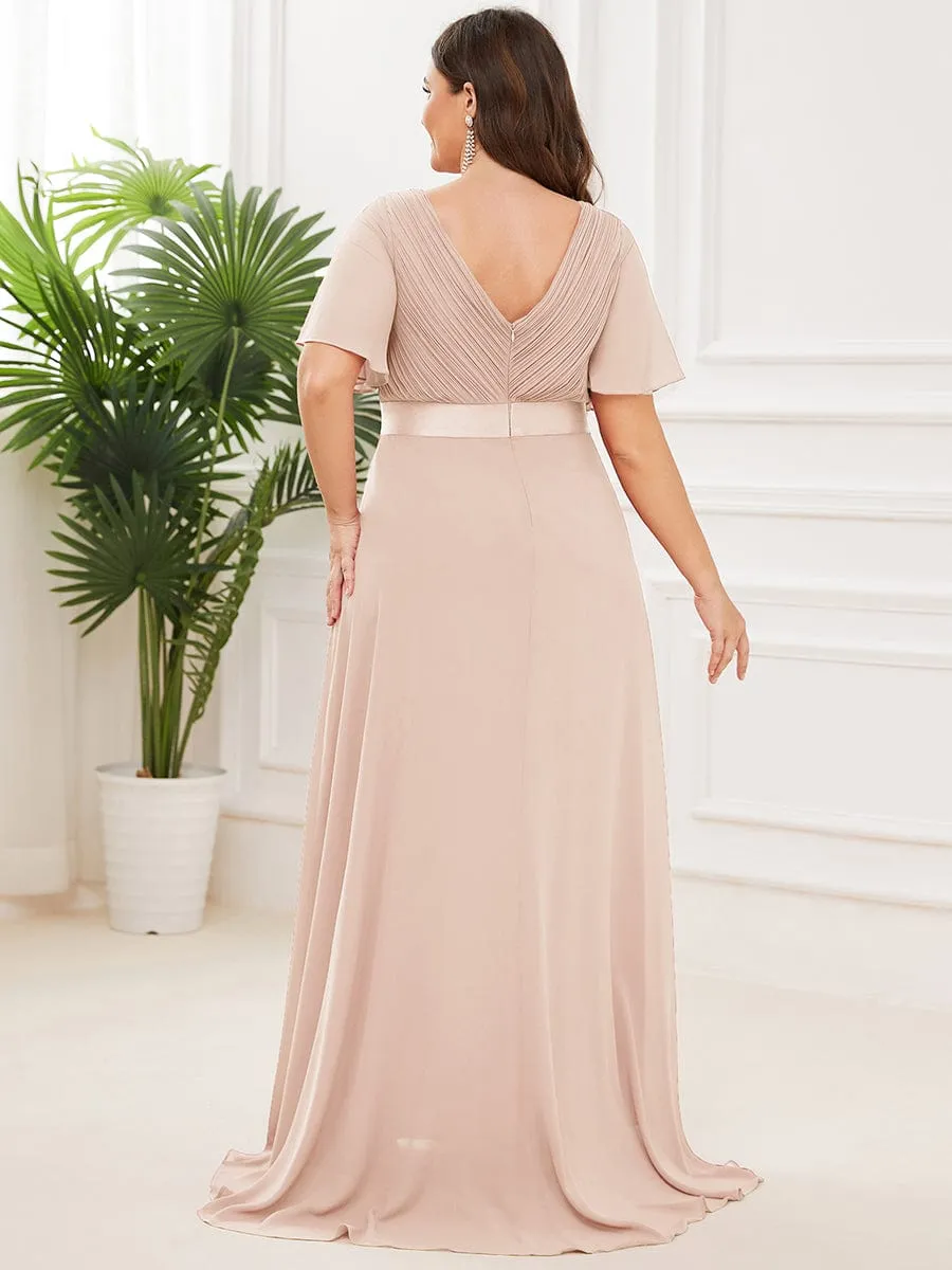 Monica | High Waist Short Sleeves Bridesmaid Dress