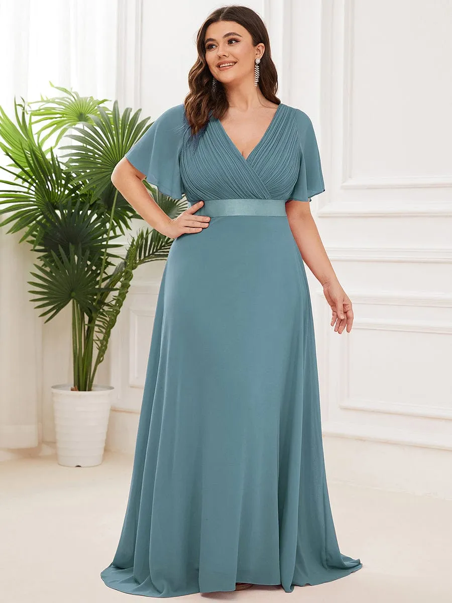 Monica | High Waist Short Sleeves Bridesmaid Dress